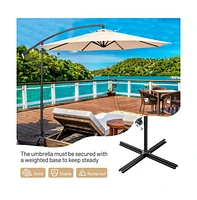 10 Feet Offset Umbrella with 8 Ribs Cantilever and Cross Base
