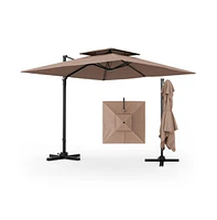 9.5 Feet Cantilever Patio Umbrella with 360° Rotation and Double Top