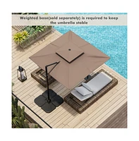 9.5 Feet Cantilever Patio Umbrella with 360° Rotation and Double Top