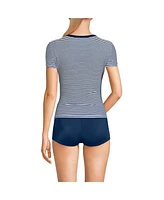 Lands' End Women's SunShade Upf 50 Cap Sleeve Fitted with Built Bra Rash Guard