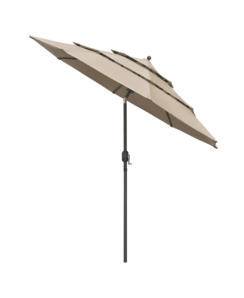 Yescom 10 Ft 3 Tier Patio Umbrella with Crank Handle Push to Tilt Aluminum Backyard