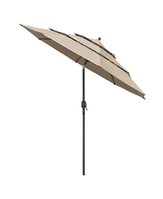 Yescom 10 Ft 3 Tier Patio Umbrella with Crank Handle Push to Tilt Aluminum Backyard