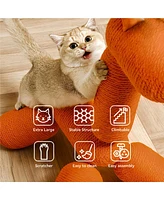 Hausource 33.46" Large Giraffe Cat Tree Tower Modern Cat Climb Toy Play Center for Kittens Small Cats, Orange