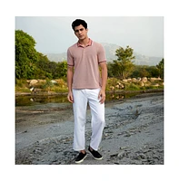 Campus Sutra Men's Brick Brown Duo-Hue Knit Polo T-Shirt