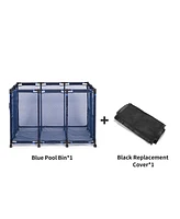 Yescom Mesh Pool Floats Storage Bin Rolling Cart 10 Wheels Metal Frame 49" L x 30" W x 61" H with Black Cover Net Replacement