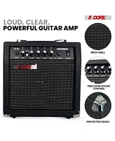 5 Core Guitar Amp 20W Electric Portable Mini Amplifier w Built in 6.5" Speaker Aux Headphone Jack
