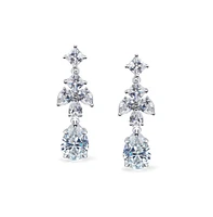 Bling Jewelry Cubic Zirconia Cz Cluster Leaf Marquise Teardrop Chandelier Earrings Silver Plated Brass