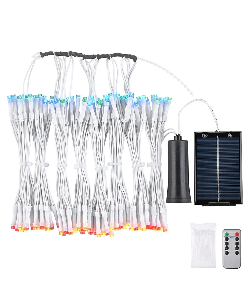 Yescom Patio Umbrella Solar String Light with Remote Control Timer Fit -Rib /8/9 Ft Outdoor Rgb Led 8 Mode Camping Tents