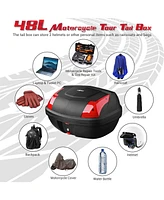 Ahr 48L Motorcycle Tour Tail Box Scooter Trunk Storage Lock Carrier Case for Helmet