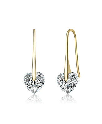 Clear Heart Cubic Zirconia Fish Hook Earrings