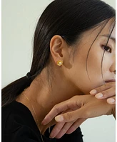 Sterling Silver 18k Gold Plated Flora Culture Pearl Necklace & Stud Earrings Set