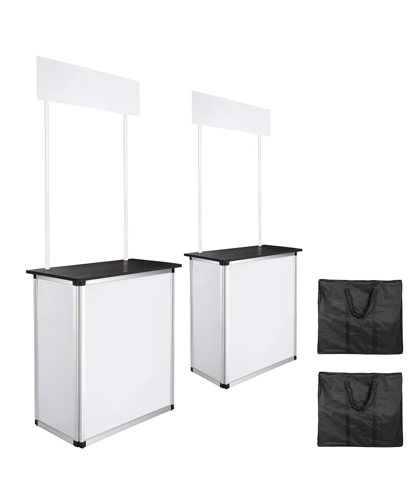 Popup Promotional Counter Table Booth Portable Demo Display Banner Stand 2 Pack
