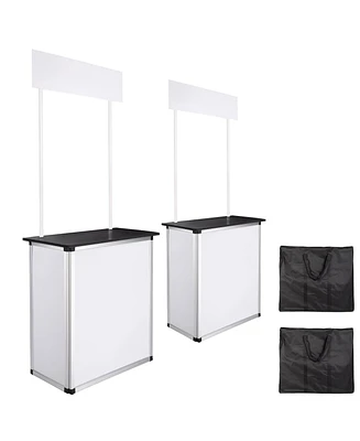 Popup Promotional Counter Table Booth Portable Demo Display Banner Stand 2 Pack