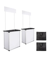 Popup Promotional Counter Table Booth Portable Demo Display Banner Stand 2 Pack