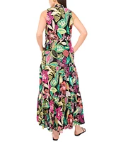 Vince Camuto Women's Printed Split-Neck Tiered Dress