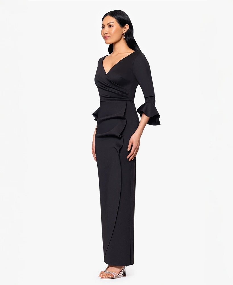 Betsy & Adam Women's V-Neck 3/4-Sleeve Sheath Dress