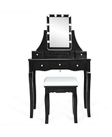 10 Dimmable Light Bulbs Vanity Dressing Table with 2 Dividers and Cushioned Stool