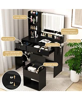 Vanity Dressing Table and Chair Set with Mirror and Lights