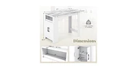 Bar Table Faux Marble Pub Table with 7 Hanging Hooks Compartment