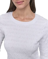 Dkny Jeans Women's Smocked Cotton Elbow-Sleeve Top