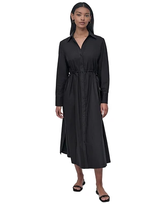 Dkny Jeans Women's Collared Cotton Long-Sleeve Shirtdress