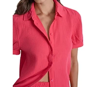 Dkny Jeans Petite Cuffed Short-Sleeve Shirt