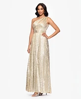 Betsy & Adam Women's Metallic One-Shoulder Dress