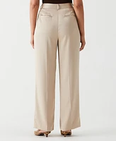 Ella Rafaella Petite Wide Leg Pleated Pants with Shine