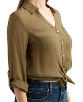 Bcx Juniors' Tie-Hem Gauzy Shirt