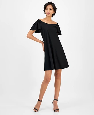 Robbie Bee Women's Off-The-Shoulder Swing Dress