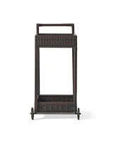 Mobile Resin Wicker Bar Cart - Entertain with Ease!