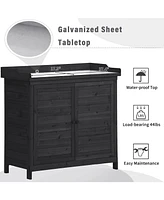Outdoor Rustic Potting Bench with Storage