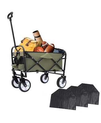 Collapsible Utility Wagon Cart with Liners - Green