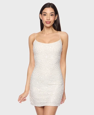 Alex & Sophia Women's Sequined Jacquard Bodycon Dress