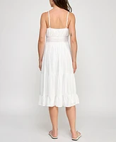 Trixxi Juniors' Tie-Front Spaghetti-Strap Tiered Midi Dress