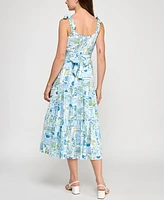 Trixxi Juniors' Printed Ruffled Sleeveless Midi Dress