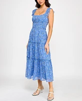 Trixxi Juniors' Chiffon Printed Flutter-Sleeve Midi Dress