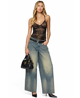 Edikted Women's Nolyn Sheer Lace V Neck Bodysuit