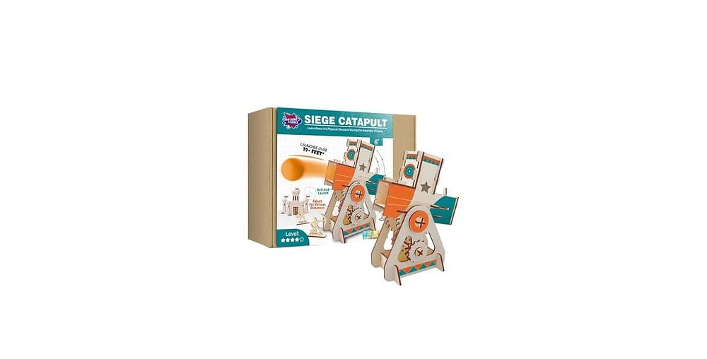 Livevie Wooden Siege Catapult Kit for Kids – Stem Learning Toy for Engineering, Simple Machines, Safe Interactive Assembly and Play