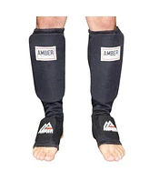 Amber Fight Gear Nylon Shin InstepMuay Thai Shin-n-Step for Muay Thai Kickboxing Mma Protective Training Sparring Shin Guards Pair Large