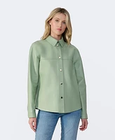 Furniq Uk Women's Leather Shirt Jacket, Created for Macy's