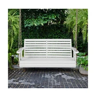 2-Person Wooden Porch Swing with Hanging Chains for Garden Yard
