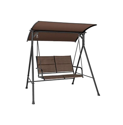 2 Person Porch Swing with Adjustable Canopy and Padded Seat