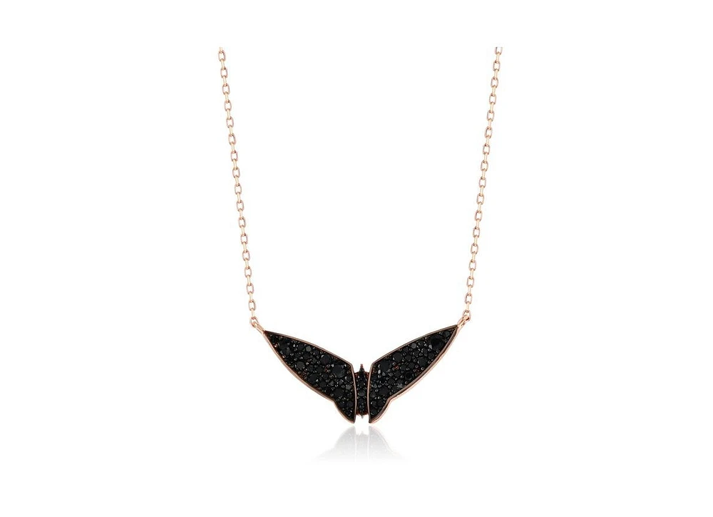 Suzy Levian Sterling Silver Cubic Zirconia Bat Wings Necklace