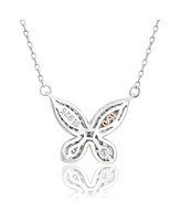 Suzy Levian Sterling Silver Cubic Zirconia Pave Butterfly Necklace