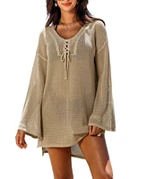 Cupshe Women's Soft Sands Beige Cover-Up Mini Beach Dress