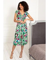 Alie Street London Women's Sara V-Neck Short Sleeve Midi Dress