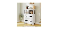 24 Inch Floor Cabinet with 2 Open Compartments and 2 Drawers