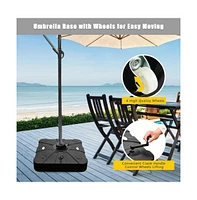 260 lbs Offset Patio Umbrella Base with Wheels Sand Water Filled
