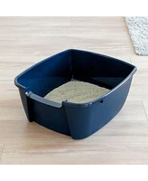 Iris Usa Jumbo Cat Litter Box Cat Litter Pan with Scoop, Navy